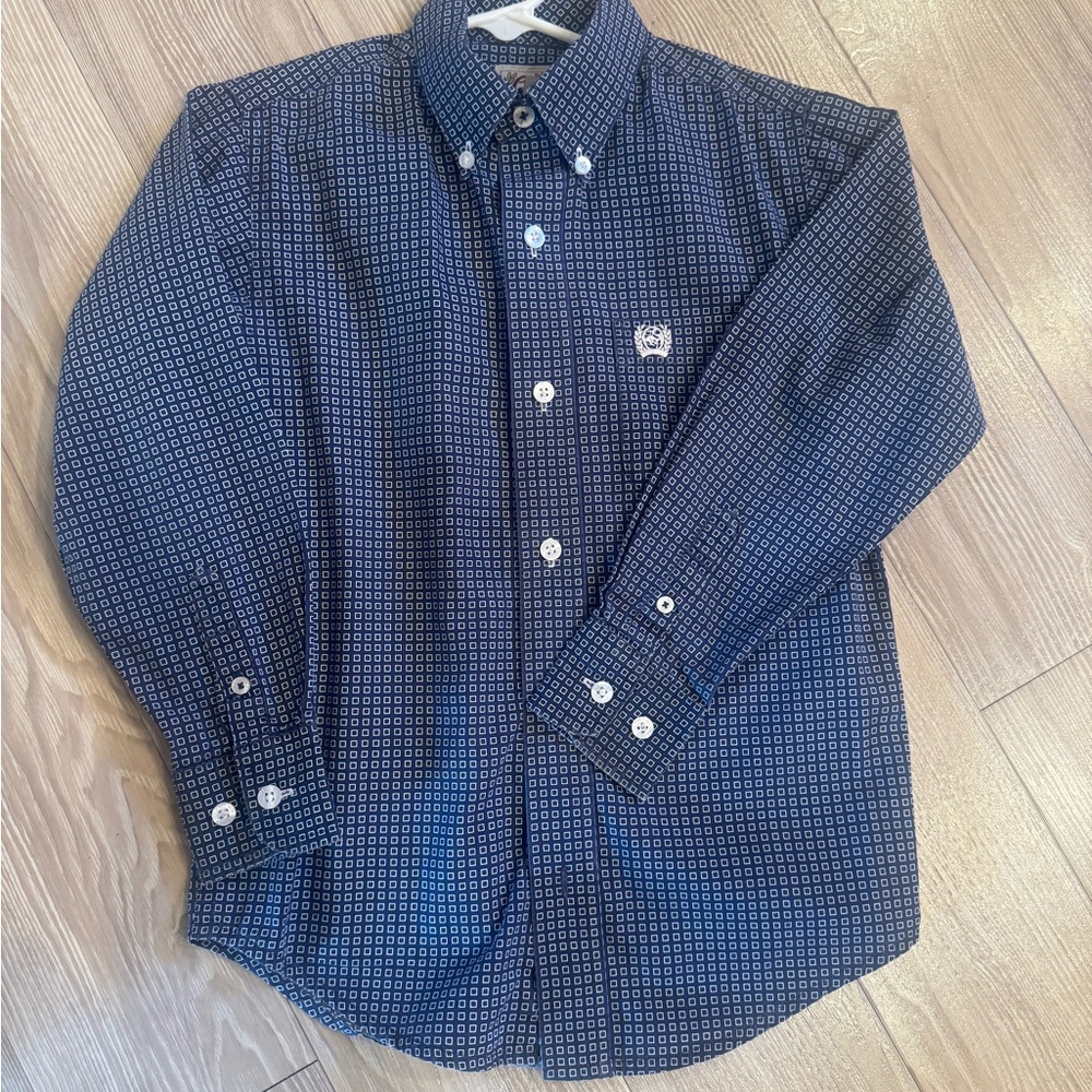 Cinch Navy Geometric Button-Down Shirt
